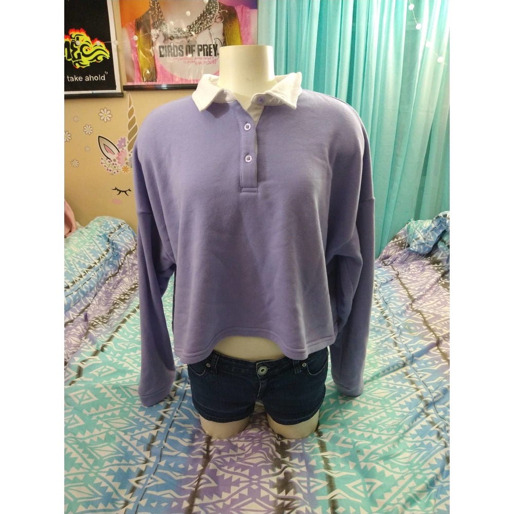 Lilac pastel oversized crop sweatshirt size large kawaii